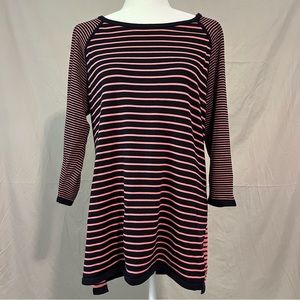Talbots coral and navy striped top Size Large